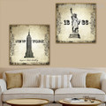 Statue Liberty Building Architecture City Vintage Framed Resemblance Photo Canvas Print for Room Wall Getup