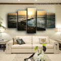 Sunrise at Strand Landscapes Nature Framed Modern Effigy Portrait Canvas Print for Room Wall Decor