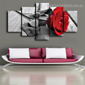 Red Rose Flower Floral Contemporary Framed Painting Image Canvas Print for Room Wall Tracery