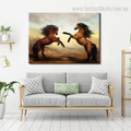 Two Steeds Animal Modern Framed Painting Image Canvas Print for Room Wall Embellishment