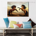 Two Steeds Animal Modern Framed Painting Image Canvas Print for Room Wall Finery