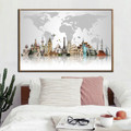 Modern World Famous Buildings Pyramids Map Art Wall  décor