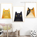 Cats Abstract Animal Contemporary Framed Vignette Image Canvas Print for Kids Room Wall Decor
