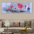 Buds Floral Panoramic Modern Framed Portmanteau Image Canvas Print for Room Wall Moulding