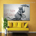 Mouse Under Umbrella Animal Modern Graffiti Framed Painting Photo Canvas Print for Room Wall Decor