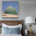 Green Dome Islamic Religious Modern Framed Resemblance Photo Canvas Print for Room Wall Disposition