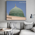 Green Dome Islamic Religious Modern Framed Resemblance Photo Canvas Print for Room Wall Tracery