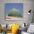 Green Dome Islamic Religious Modern Framed Resemblance Photo Canvas Print for Room Wall Ornament