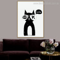 Black Moggy Calligraphy Animal Modern Nordic Framed Painting Photo Canvas Print for Room Wall Outfit