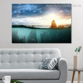 Half Underwater Landscape Modern Framed Painting Picture Canvas Print for Living Room Wall Decor