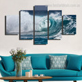 Storm Surge Seascape Landscape Nature Framed Portmanteau Picture Canvas Print for Room Wall Decor