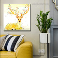 Golden Sika Deer Abstract Animal Framed Artwork Portrait Canvas Print for Wall Hanging Decor