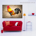 Colorful Cock Bird Modern Framed Effigy Photo Canvas Print for Wall Drape