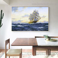 Sea Sailboat Abstract Seascape Landscape Framed Painting Portrait Canvas Print for Dining Room Wall Decoration