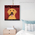 Golden Retriever Animal Typography Modern Framed Portraiture Picture Canvas Print for Room Wall Ornament 