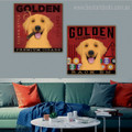 Golden Retriever Dogs Animal Typography Contemporary Framed Painting Picture Canvas Print for Room Wall Flourish