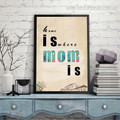Where Mom Typography Illustrated Modern Nordic Framed Portmanteau Image Print for Room Wall Finery