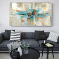 White & Blue Abstract Oil Wall Art Painting Print for Living Room Wall Decor