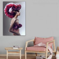 Flowery Hat Abstract Figure Framed Painting Picture Canvas Print for Room Wall Ornament