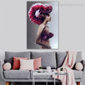 Flowery Hat Abstract Figure Framed Painting Picture Canvas Print for Room Wall Hanging Decor