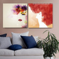 Woman Faces Abstract Modern Framed Painting Image Canvas Print for Room Wall Decoration