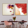 Woman Faces Abstract Modern Framed Painting Image Canvas Print for Dining Room Wall Garnish