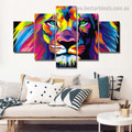 Colorific Lion Abstract Animal Watercolor Framed Portraiture Photograph Canvas Print for Wall Hanging Decor