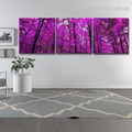 Purple Trees Botanical Landscape Framed Portraiture Photograph Canvas Print for Room Wall Getup