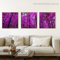 Purple Trees Botanical Landscape Framed Portraiture Photograph Canvas Print for Room Wall Decoration