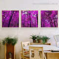 Purple Trees Botanical Landscape Framed Portraiture Photograph Canvas Print for Room Wall Drape