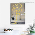 Yellow Bloom Abstract Graffiti Framed Artwork Photograph Canvas Print for Wall Hanging Decor