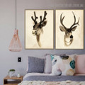 Horned Animal Modern Framed Artwork Pic Canvas Print for Room Wall Assortment