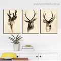 Horned Creature Contemporary Framed Artwork Photograph Canvas Print for Room Wall Tracery