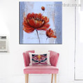 Reddish Flower Abstract Floral Oil Painting Image Canvas Print for Wall Hanging Decor