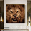 Ferocious Lion Animal Contemporary Framed Painting Photo Canvas Print for Wall Hanging Decor