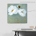 White Poppy Abstract Floral Contemporary Framed Artwork Portrait Canvas Print for Room Wall Onlay