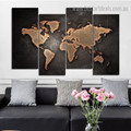 Dark Map Abstract Modern Framed Painting Image Canvas Print for Room Wall Ornament