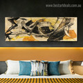 Black and Yellow Abstract Modern Panoramic Framed Painting Pic Canvas Print for Wall Outfit