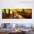 Autumn Forest Landscape Modern Framed Artwork Photo Canvas Print for Room Wall Finery
