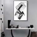 Monochrome Abstract Marble Modern Framed Artwork Portrait Canvas Print for Room Wall Assortment