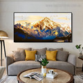 Golden Mountain Bird Landscape Framed Painting Picture Canvas Print for Room Wall Ornament
