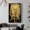 Golden Foliage Abstract Botanical Framed Artwork Photo Canvas Print for Room Wall Ornament
