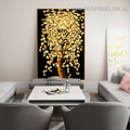 Golden Foliage Abstract Botanical Framed Artwork Photo Canvas Print for Room Wall Garnish