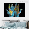 Hand Map Abstract Modern Framed Portmanteau Picture Canvas Print for Room Wall Onlay