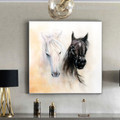 Black and White Horse Animal Modern Framed Painting Image Canvas Print for Room Wall Garnish