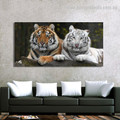 Wooded Tigers Animal Modern Framed Portraiture Image Canvas Print for Room Wall Decoration