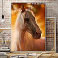 Equine Face Animal Modern Framed Portrayal Picture Canvas Print for Room Wall Decor