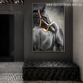 Black Steed Animal Modern Framed Painting Picture Canvas Print for Room Wall Getup