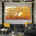 Golden Bloom Abstract Floral Modern Framed Heavy Texture Handmade Painting Picture Canvas Print for Room Wall Getup