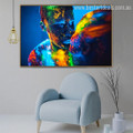 Colorful Lovers Abstract Figure Contemporary Framed Painting Photo Canvas Print for Room Wall Decor